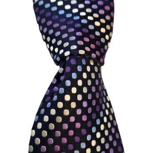 GEOFFREY BEENE Men's 100% Silk 60" x 3 3/4" Necktie Designer DOTS BLUE EUC